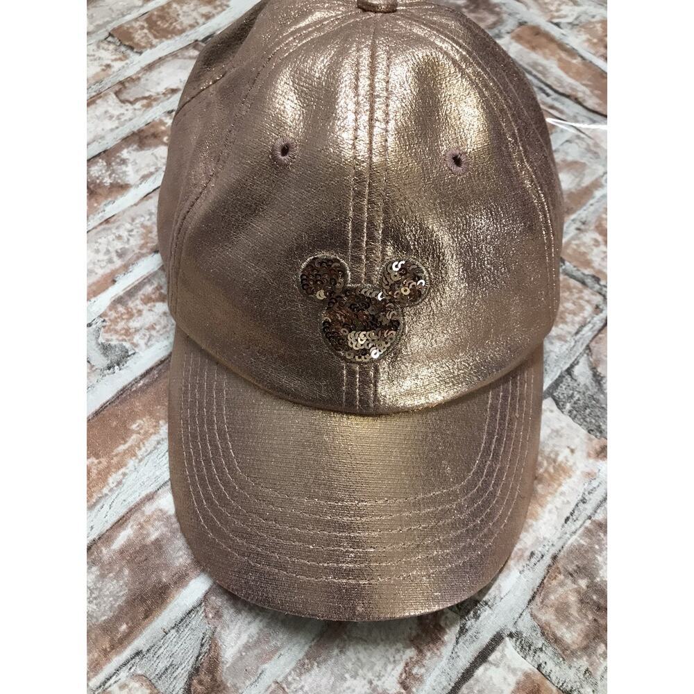 Disney Parks Mickey Mouse Rose Gold Sequin Metallic Baseball Women's Hat